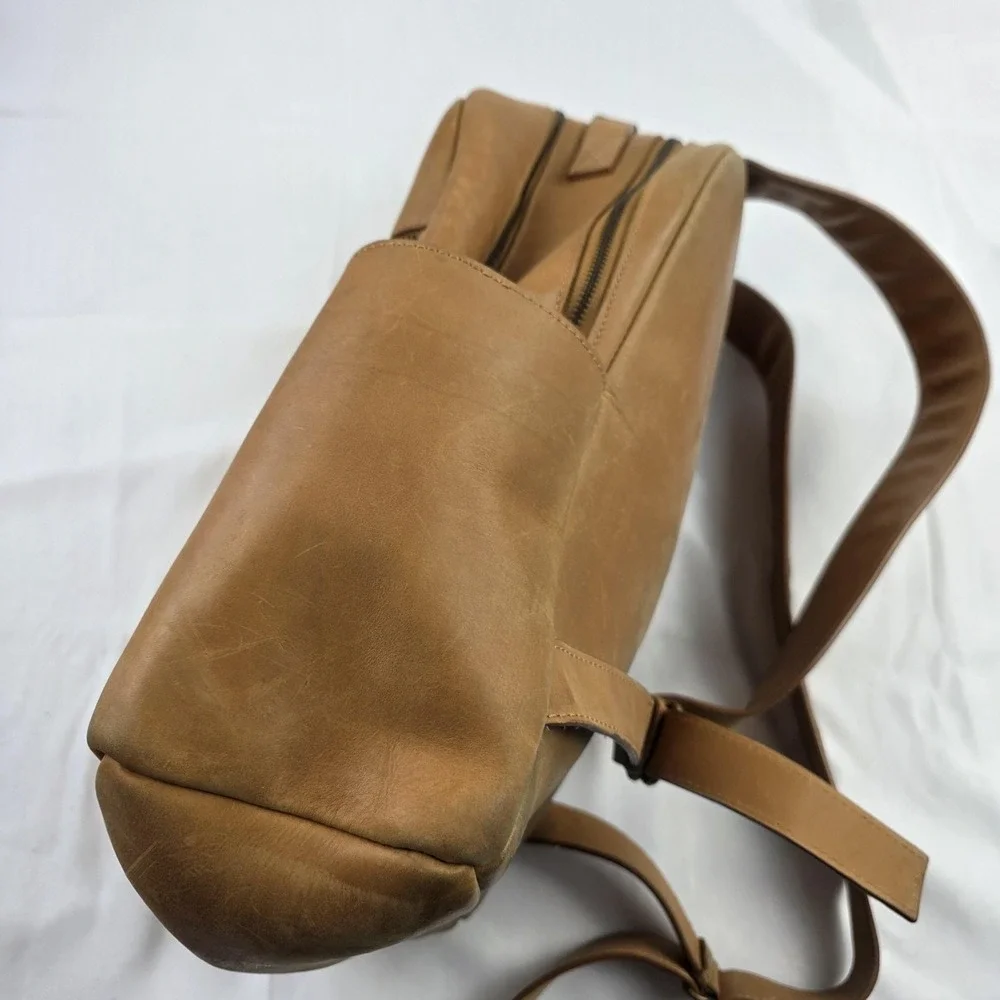 ABLE Backpack Brown 16 Inch Leather Women Laptop Bag Soft Case Travel Daypack